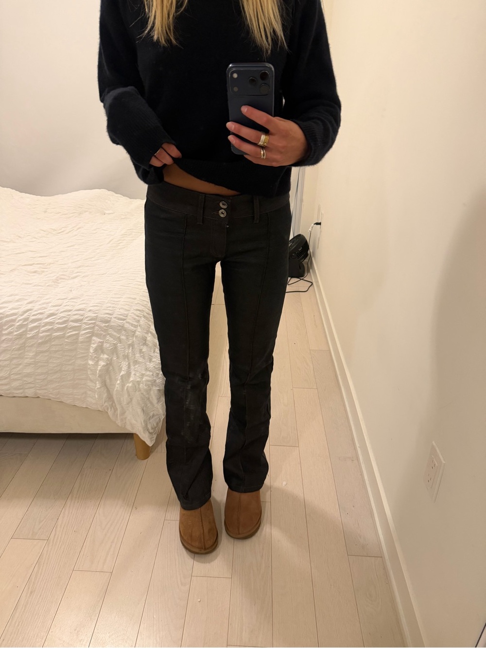 Waxed Low Rise Bootcut Women's Jeans